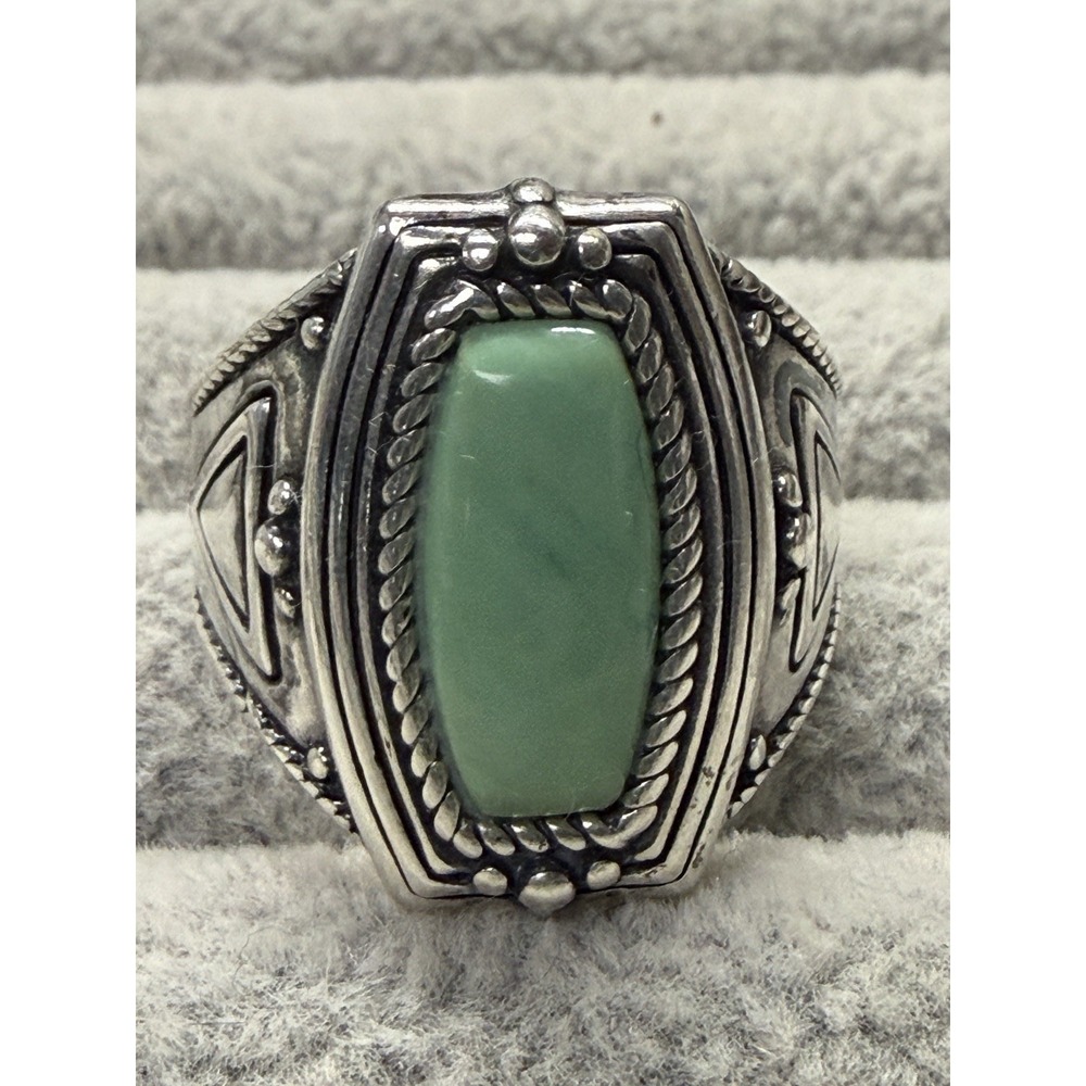 Vintage Shube Green Turquoise Sterling Silver Ring Sz 10